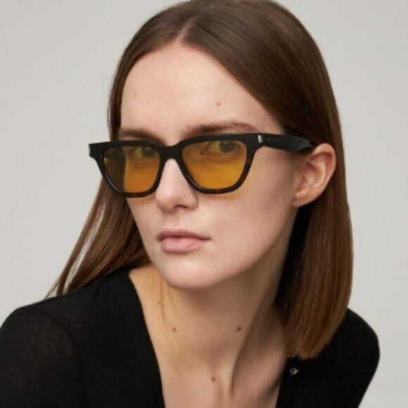 Saint Laurent SL462 SULPICE 009 Cat Eye Sunglasses – Black Frame Yellow Lenses main image 8